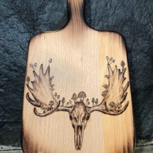Mushroom Moose antlers mini serving board on beechwood